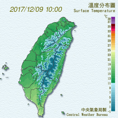 今全台18氣象站也創下入冬以來最低溫紀錄，最冷的地區落在台中與梧棲。 圖：中央氣象局