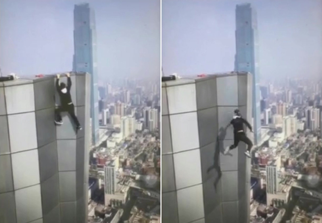 中國極限玩家吳永寧日前挑戰263公尺大樓引體向上，失手墜樓身亡。 圖：翻攝Oriental Daily News Malaysia youtube