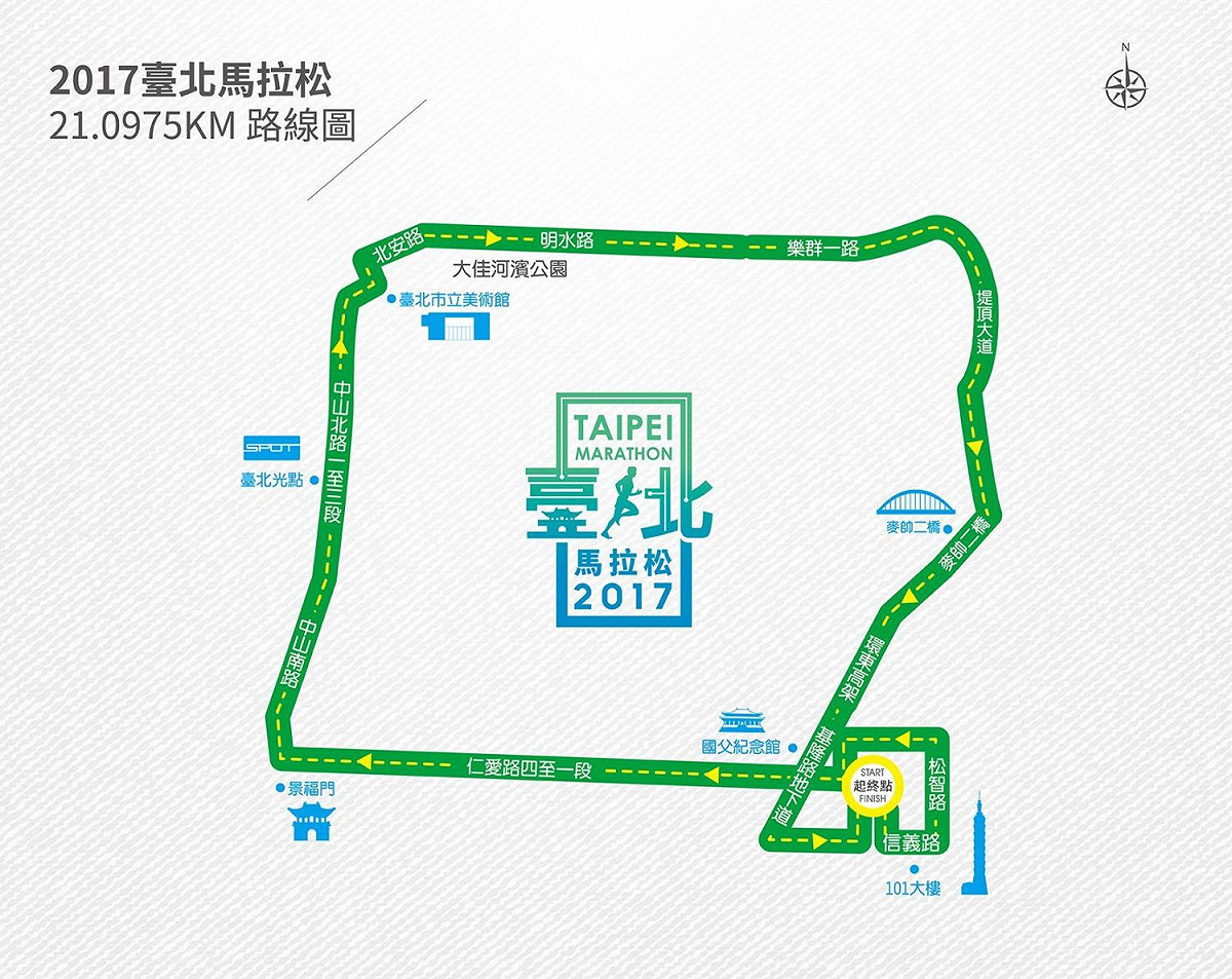 路線圖：半程馬拉松組(21.0975KM) 2017臺北馬拉松 官網