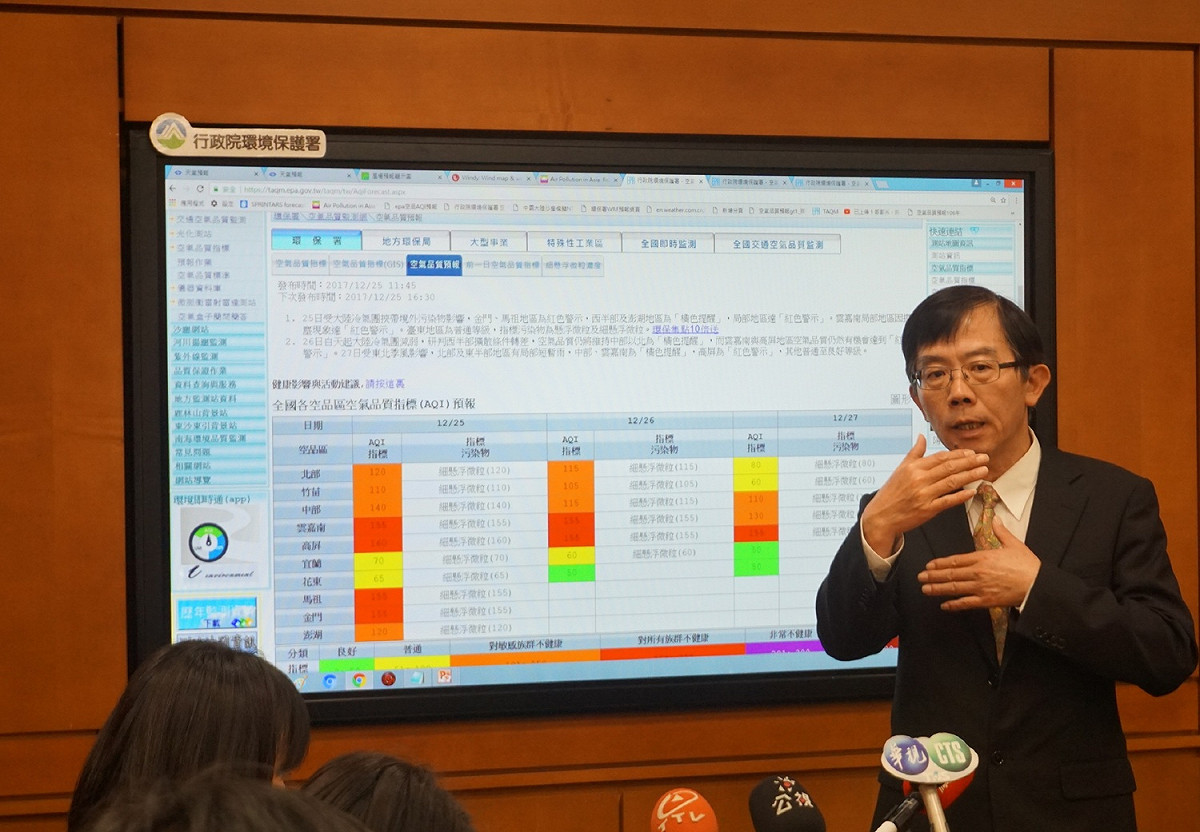 環保署監資處處長針對近日台灣空氣品質進行分析。 圖：環保署/提供