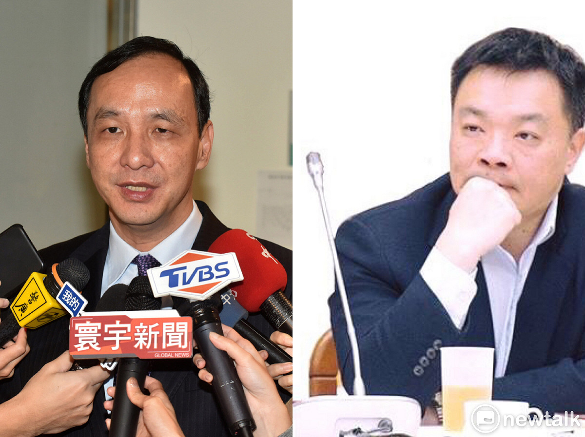 朱立倫今（27）日受訪，回應媒體談高思博參選台南市長、侯友宜參選新北市長相關事宜。（右圖：朱立倫的妻舅高思博，國民黨台南大佬高育仁之子） 圖：新頭殼後製合成