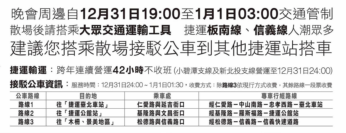 三線公車離場 圖：台北捷運公司提供