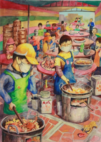 106年全國學生美術比賽作品-辦桌。 圖：取自教育部全球資訊網
