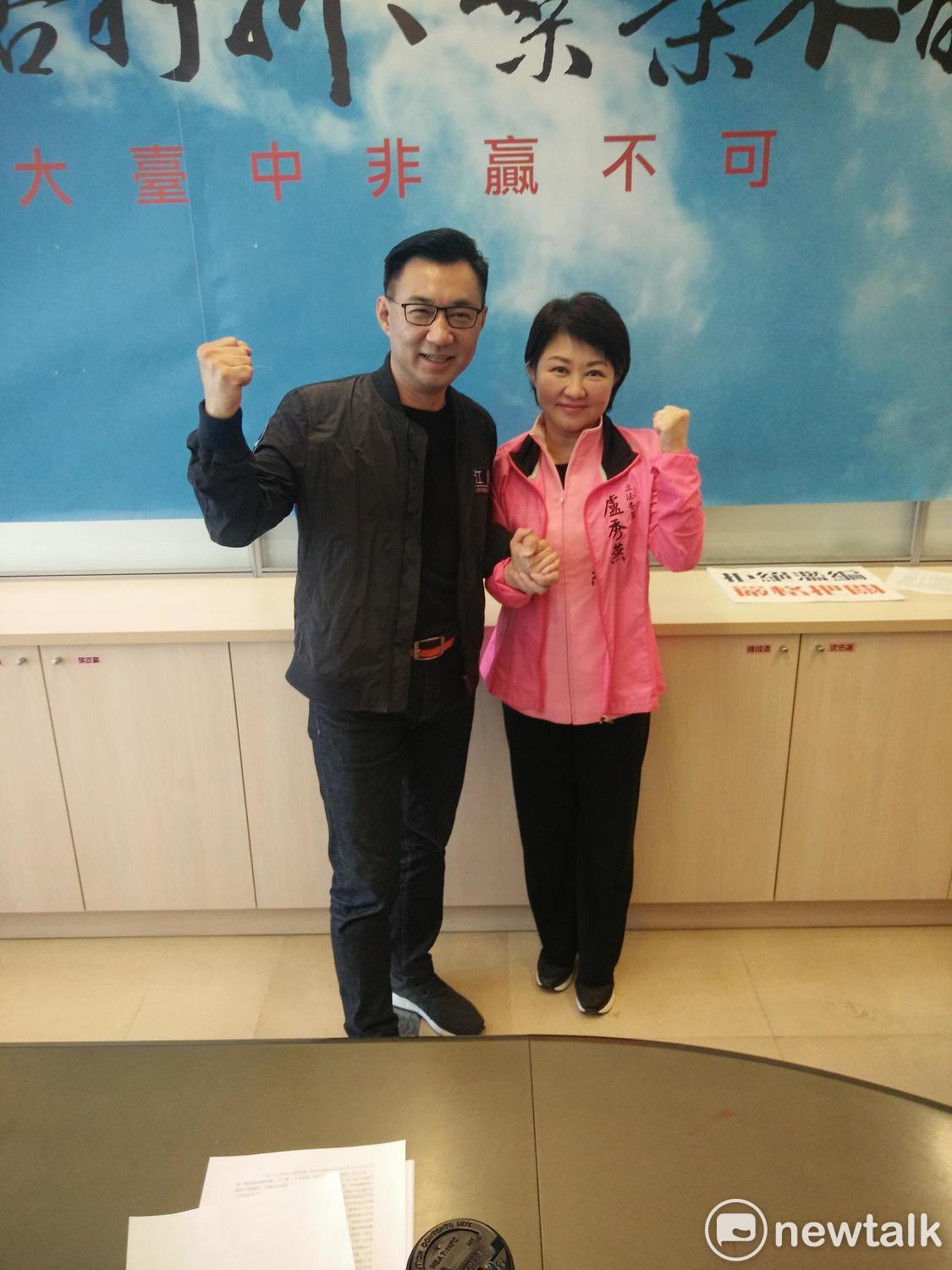 江啟臣與盧秀燕都說「選前競爭、選後團結」。 圖 : 唐復年/攝