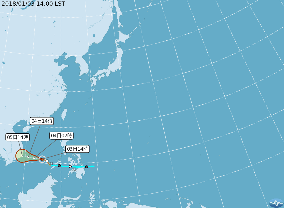 預計布拉萬颱風在週末會侵襲越南，水氣將會北上，周末(6、7日)時「由南往北」的水氣將會帶給台灣下雨潮濕的天氣型態。 圖：中央氣象局/提供