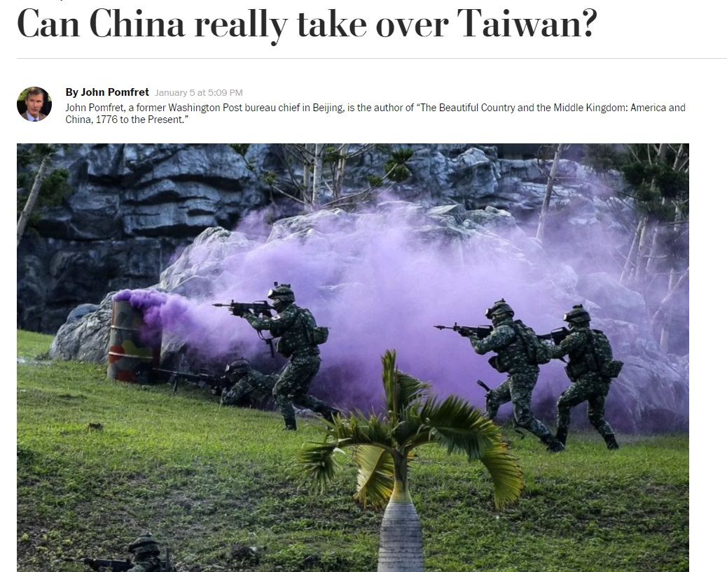 華盛頓郵報文認為，中國武統台灣勝算很低。 圖:翻攝自華盛頓郵報