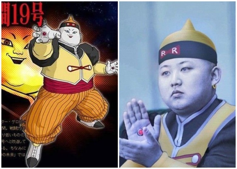 金正恩的身材與漫畫七龍珠中的人造人19號極度相似，因此遭網友改圖揶揄。 圖：翻攝自網路圖片