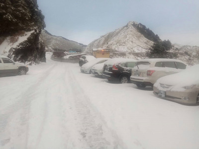 寒流配合水氣，合歡山9日深夜到10日清晨降雪，車輛被白雪覆蓋。 圖 : 民眾提供