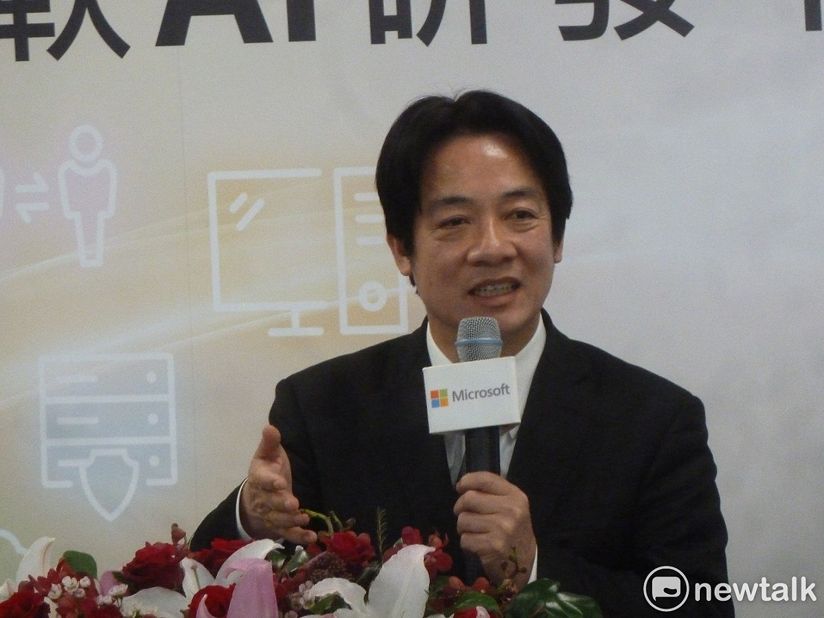 行政院長賴清德表示，微軟在台成立AI研發中心，代表台灣推動人工智慧的產業已獲得國際級公司的支持。 圖：謝莉慧/攝