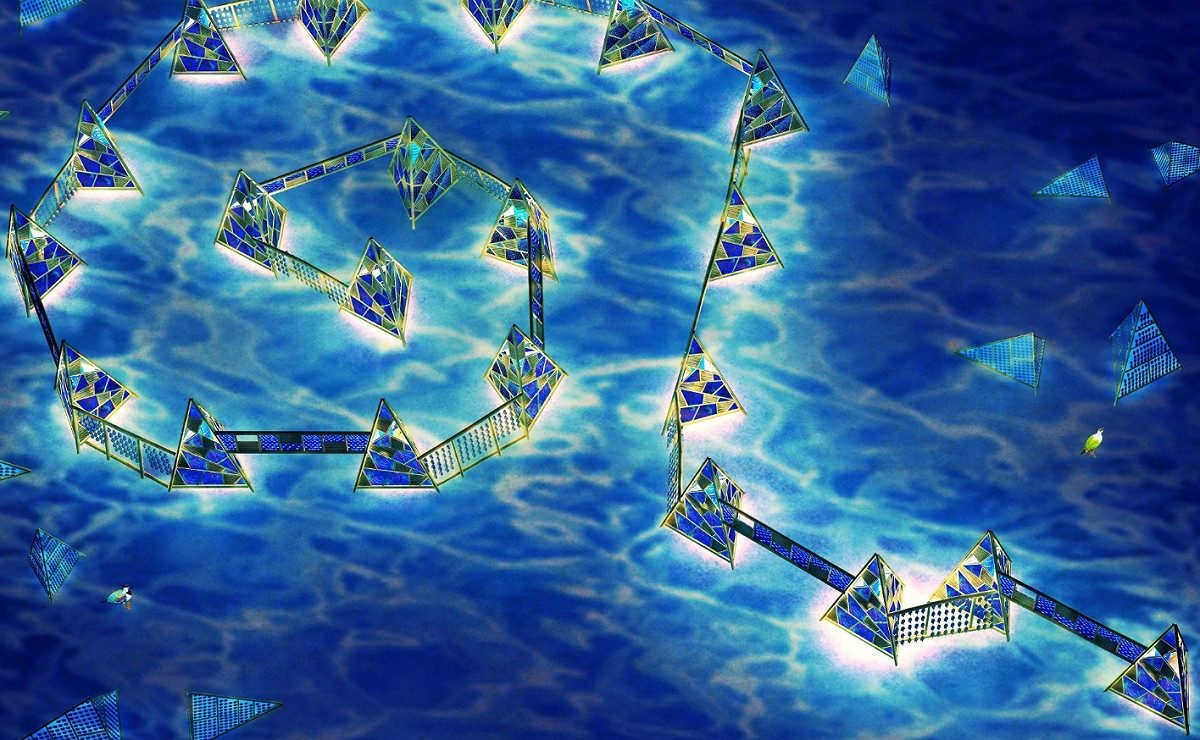 農創再生燈區設計四大主題燈組—海波浪3D圖。 圖：嘉義縣政府/提供