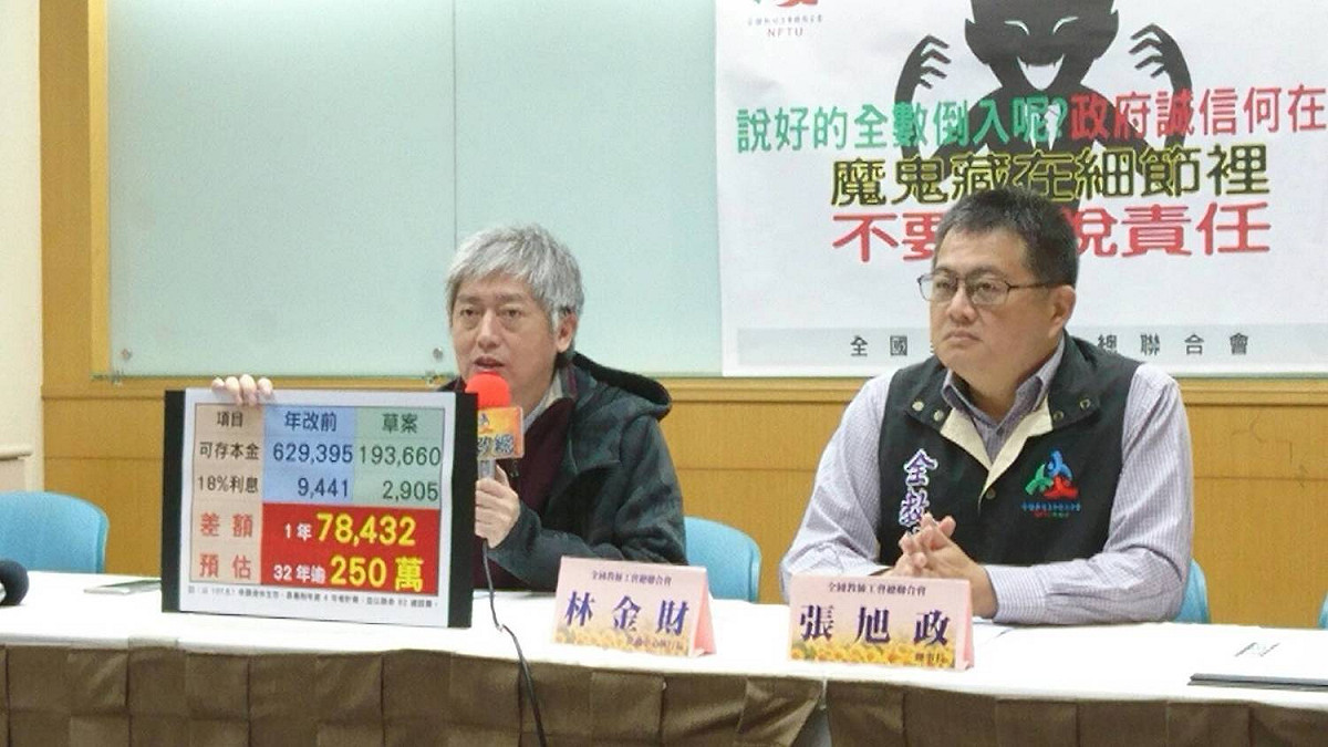 全教總今日召開記者會，質疑教育部在新草案動手腳，讓年改的7成節省經費不會進入退撫基金。 圖：全教總/提供