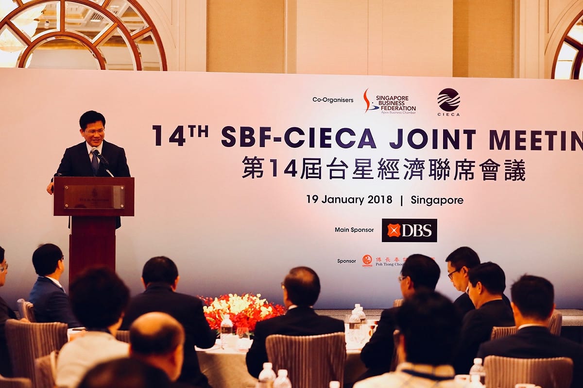 林佳龍在台星經濟聯席會議上致詞。 台中市政府/提供