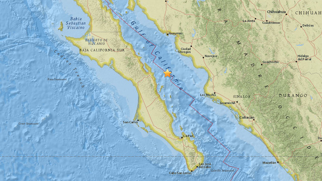 美國地質調查所（USGS）測得地震規模6.3，震央在南下加利福尼亞州（Baja California Sur）洛雷托鎮（Loreto）北北東77公里處 圖/翻攝USGS