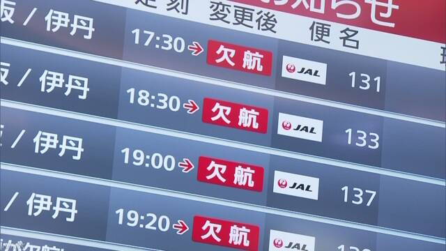 羽田機場日本國內線超過300個航班取消。 圖：翻攝ＮＨＫ網站