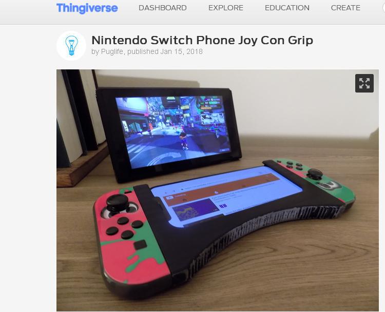 設計師利用3D列印科技，替iPhone X製作了一個能夠連接Switch控制器的手機版控制器。 圖：翻攝自Thingiverse