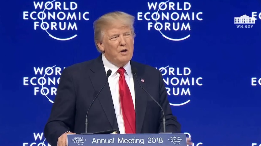 美國總統川普26日在瑞士達沃斯舉行的世界經濟論壇（WEF）上發表壓軸演說， 圖：新頭殼資料照片