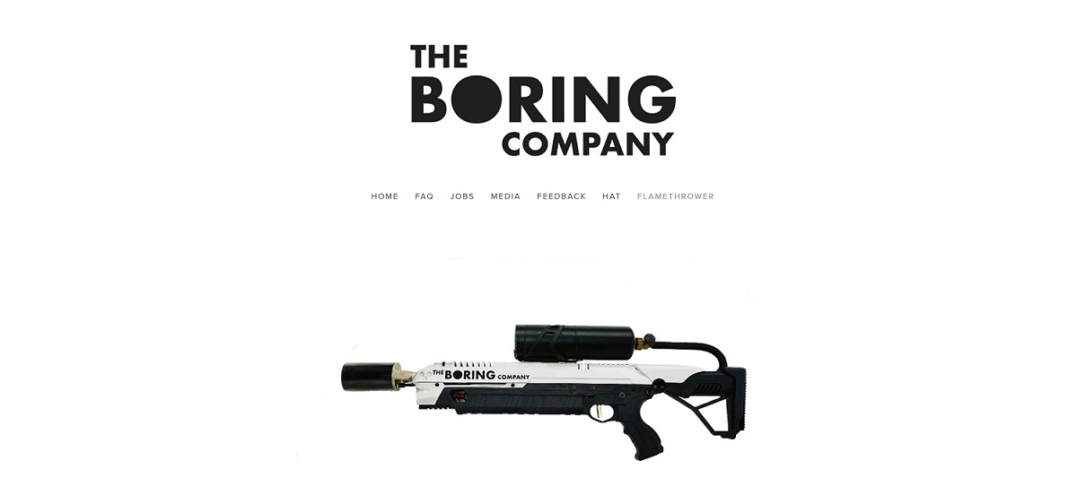 伊隆馬斯克創辦的 The Boring Company挖洞公司，近日開始賣起噴火槍。 圖：翻攝自 The Boring Company