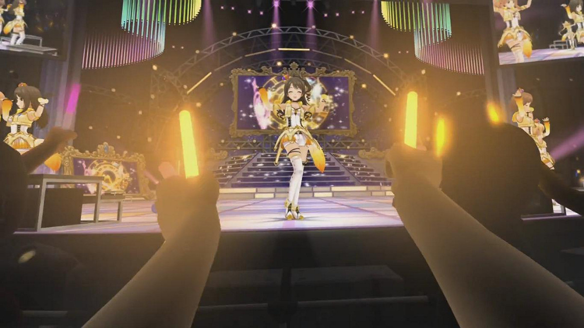 《偶像大師灰姑娘女孩VR》的遊戲畫面。 圖：翻攝自BANDAI NAMCO Entertainment Asia Youtube