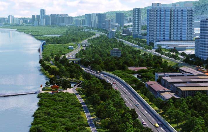 新北市工務局擬加強竹圍路廊的交通改善措施，並推動淡水河北側平面道路，計畫分擔台2線四成車流，打破淡水關渡北投交通瓶頸。 圖：工務局／提供