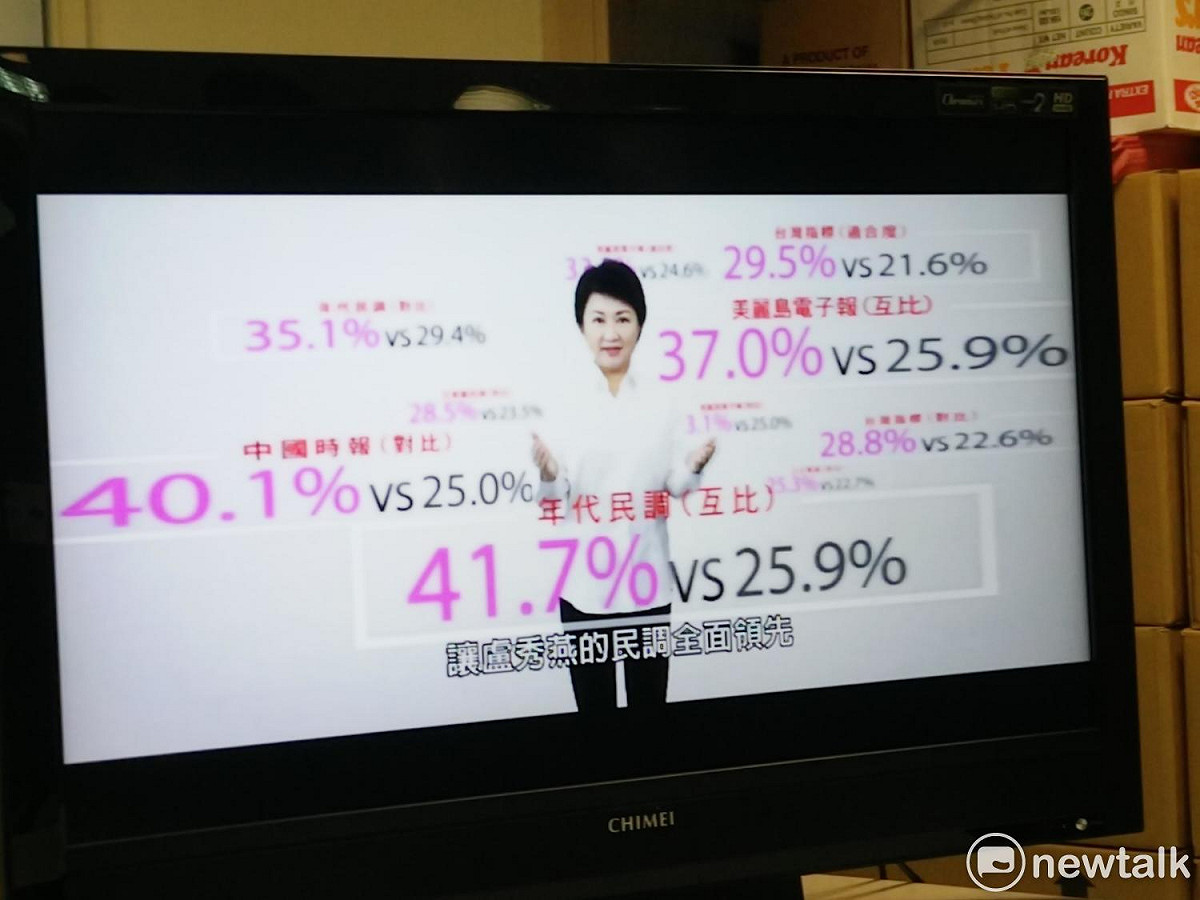 盧秀燕的CF強調自己目前各項民調中，在黨內全面領先。 圖 : 唐復年/攝