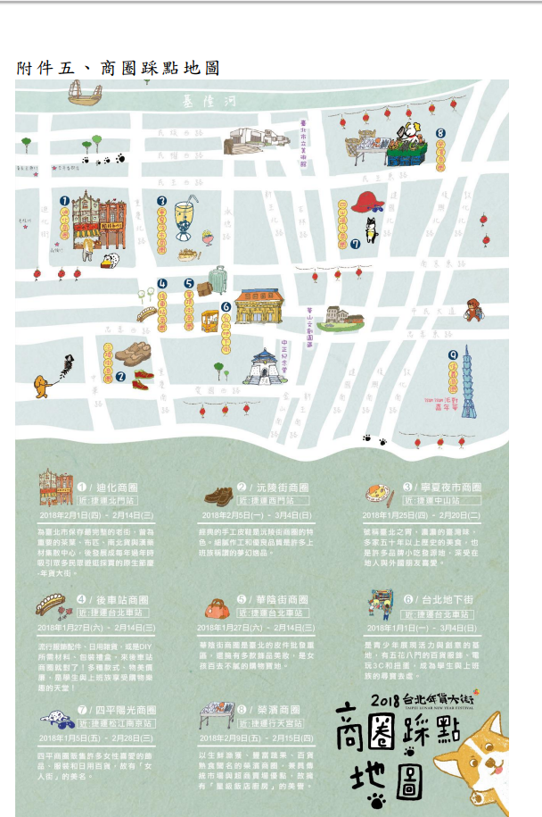 今年結合台北9大商圈推出採點年貨商圈地圖。 圖：台北市商業處提供