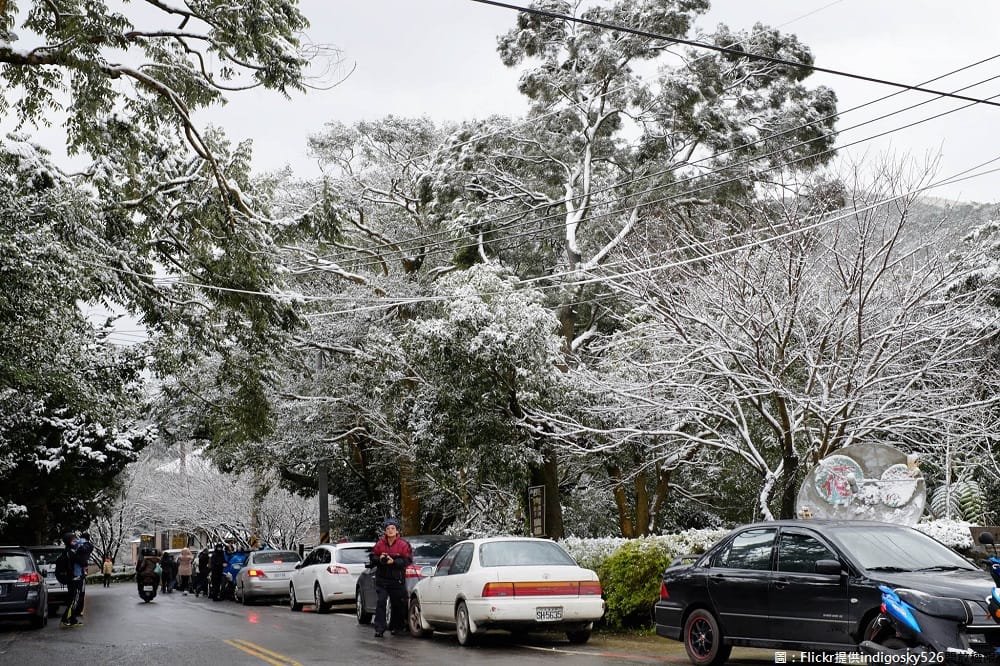 交通局提醒，自2016年來的降雪，時隔兩年陽明山有機降雪，為維護陽明山區下雪時期交通安全與流暢，將實施分階段交通管制。 圖：Flickr提供indigosky526開放權限