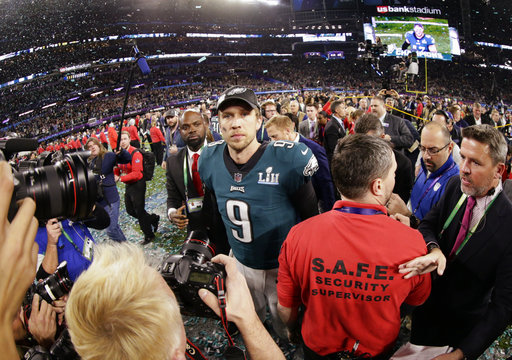 這場超級盃的MVP(最有價值球員)得主是老鷹四分衛福爾斯（Nick Foles）。 圖：達志影像／美聯社