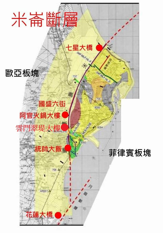 67年前米崙斷層帶，曾發生大地震；媒體曾提醒:米崙斷層再次發生活動，恐威脅人民的生命財產安全。 圖:網民林長茂等人提供