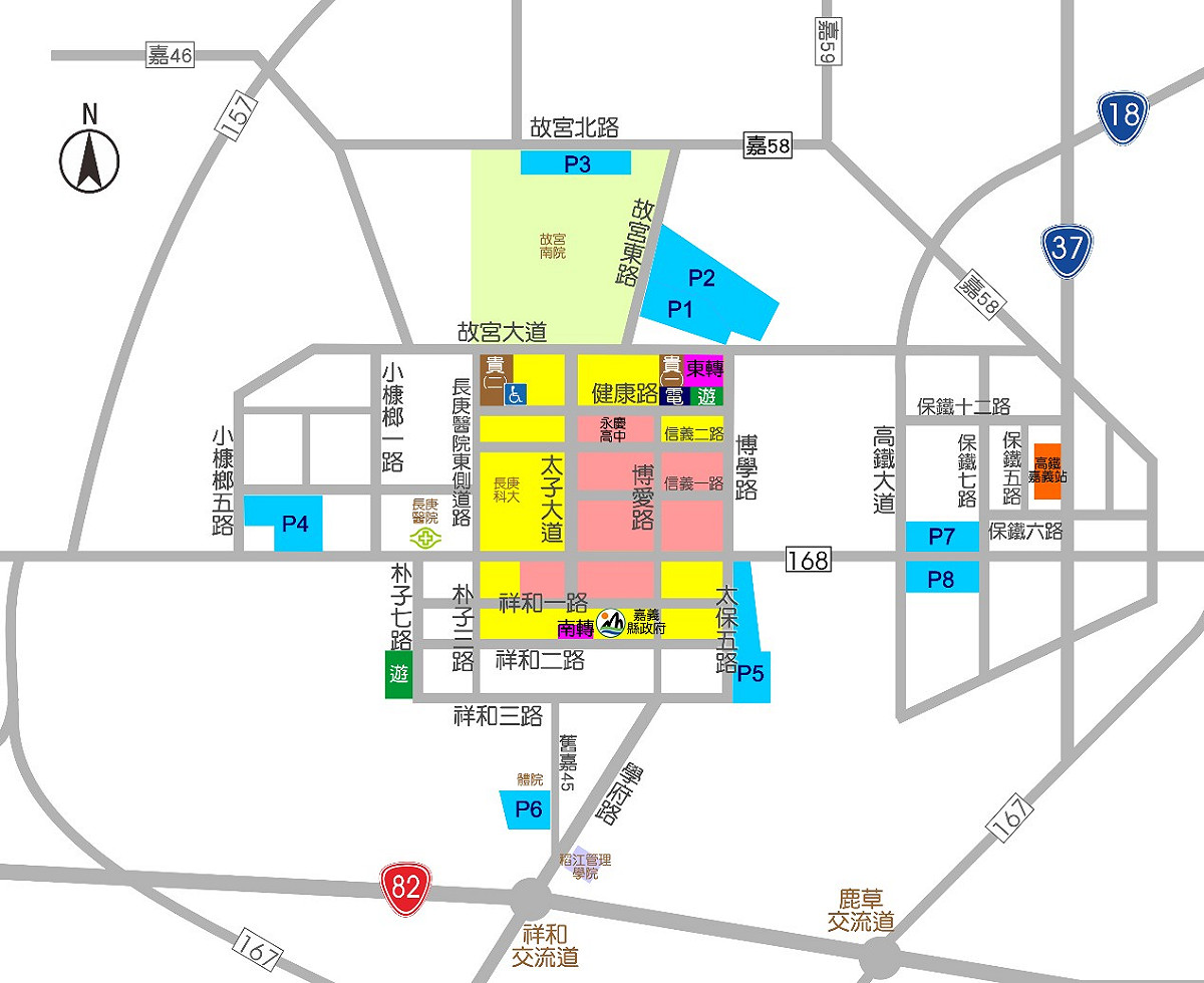 嘉義燈會停車場共有8個，分別為P1、2、3、4、5、6、7、8.，停車空間充足。 圖：嘉義縣政府提供