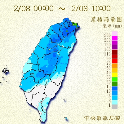 氣象局表示，全台今累積雨量超過400毫米。 圖：中央氣象局提供