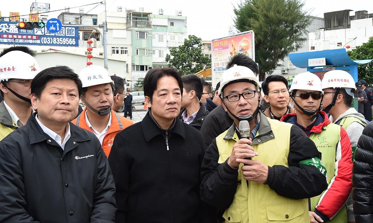 行政院長賴清德11日視察花蓮救災情形。 圖：行政院提供