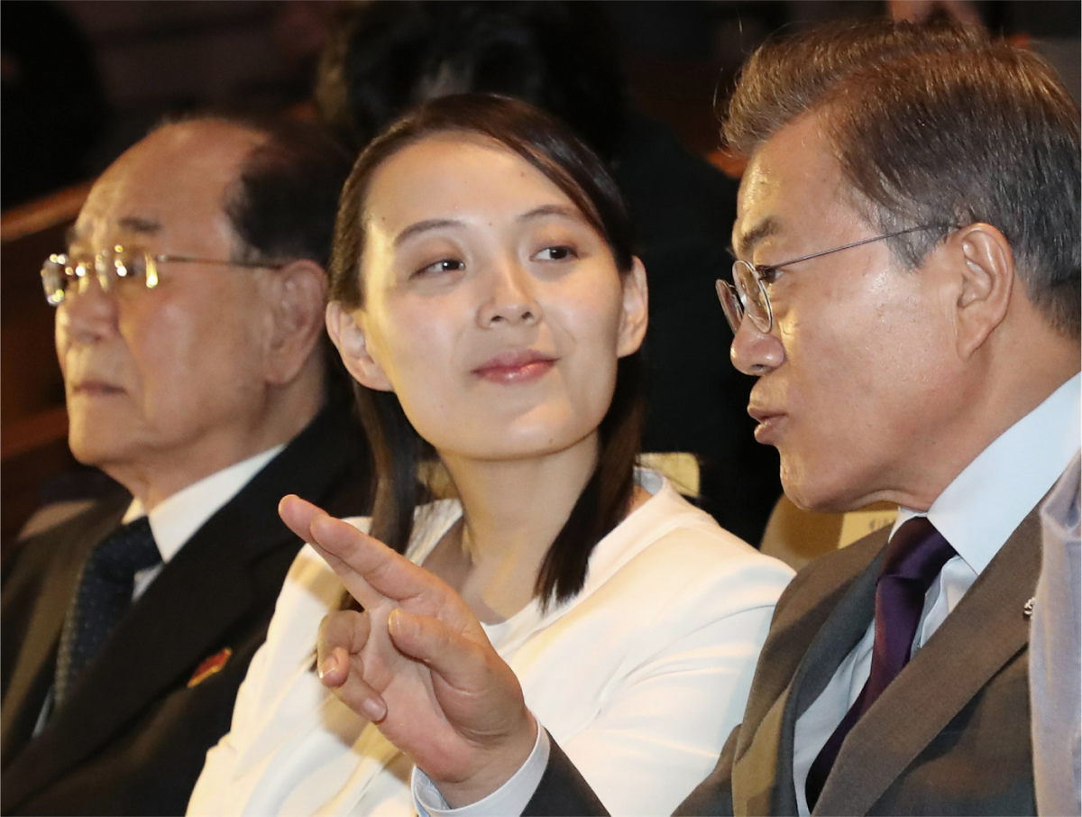 北韓領導人金正恩胞妹金與正（中）。 圖：達志影像/美聯社（資料照）