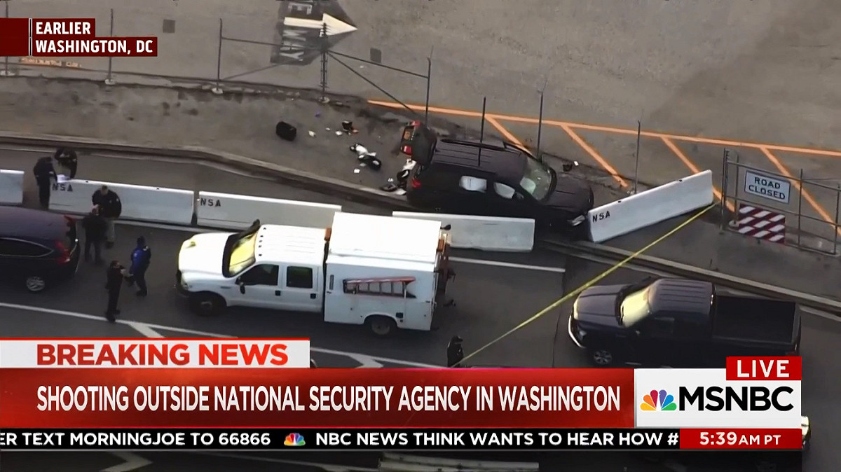 美國國家安全局（NSA）總部外今（14）日發生槍擊案。 圖：翻攝NBC News
