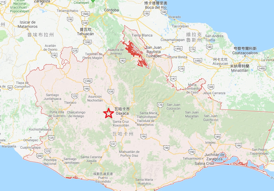規模7.5強震襲擊墨西哥市，目前沒有海嘯威脅。 圖/翻攝自google map