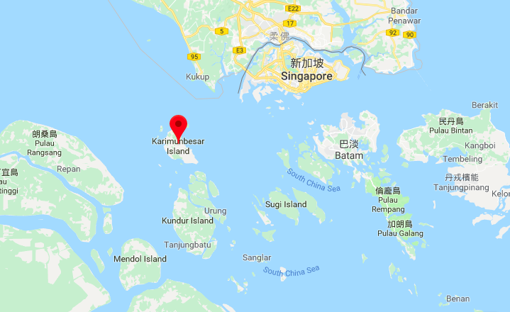 印尼小島Pulau Karimun Besar是一度假勝地。 圖：截圖自google map