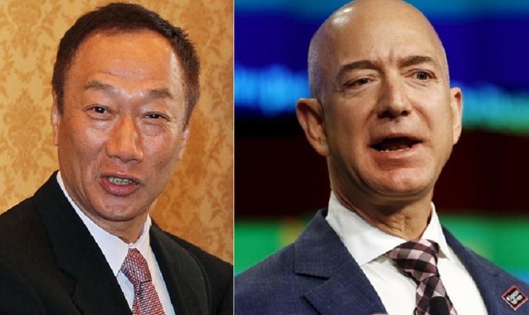 富比世雜誌今天公布2018年世界富豪排行榜，亞馬遜公司創辦人貝佐斯搶得首富寶座，台灣富豪以鴻海董事長郭台銘居首。 圖：新頭殼合成（路透社/維基百科）