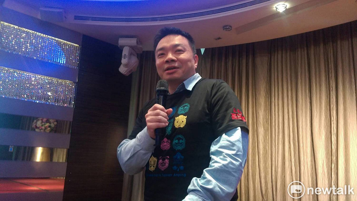 黨內大老高育仁之子、前立委高思博中午與媒體餐敘時，宣布參選台南市長。 圖：趙婉淳／攝