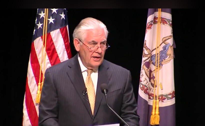 美國國務卿提勒森（Rex Tillerson）6日晚間啟程出訪非洲五國，行前發表演說批評中國對非洲投資具有「掠奪性」，危及其主權及資源。 圖：翻攝Rex Tillerson臉書