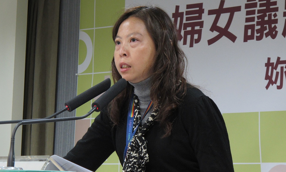 民進黨婦女部主任蔡宛芬9日參與婦女議題民調記者會。 圖：林朝億/攝