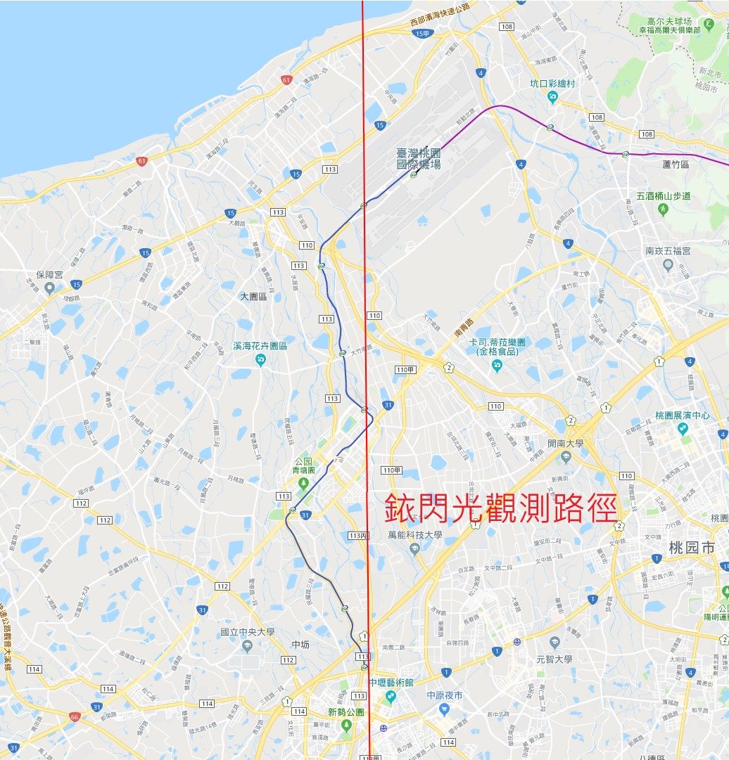 台北市天文館提供的「銥閃光」觀測路徑圖。 圖：台北市天文館/提供