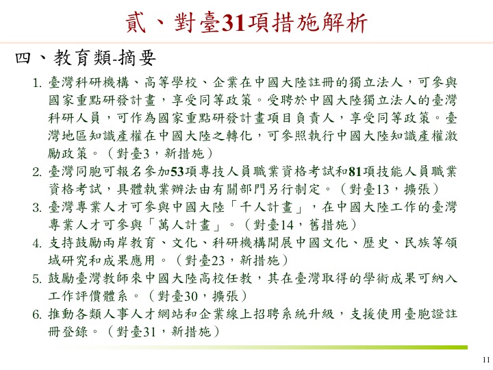 23圖看懂 政院解析中國對台31項措施