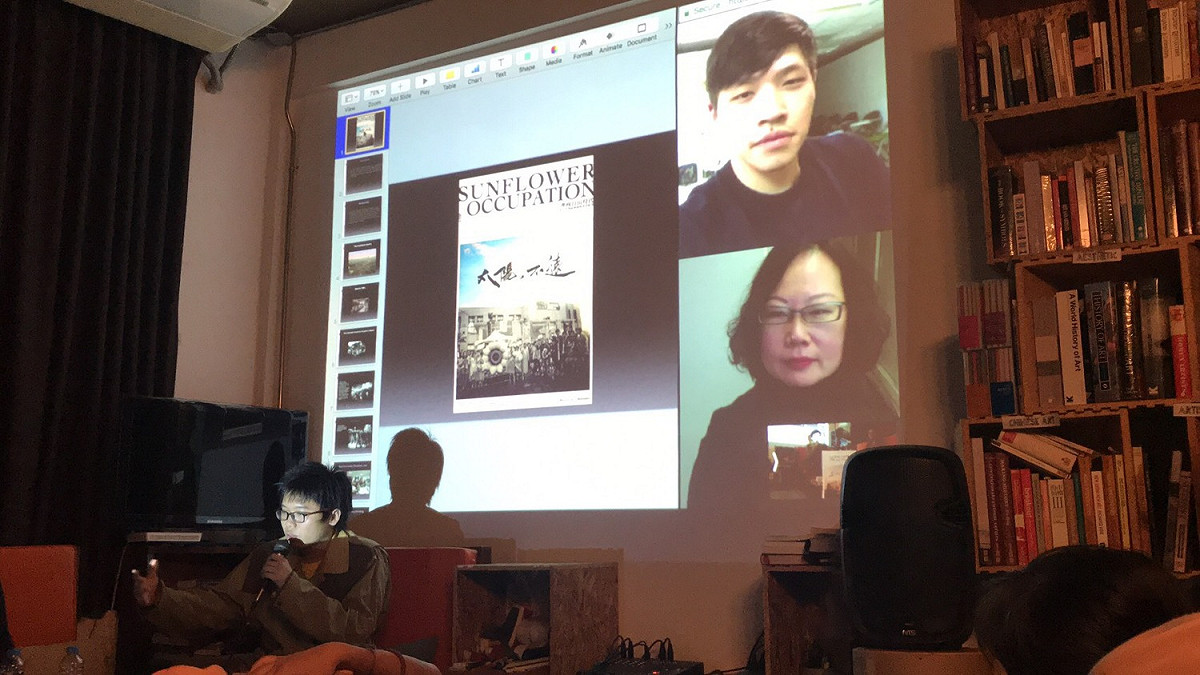 曼谷首映後，秦聯豐與陳為廷、賀照緹視訊對談。 圖：台灣留泰學生會/提供