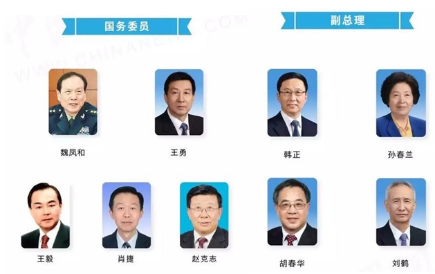 國務院副總理與國務委員名單。 圖：翻攝自今日頭條網站