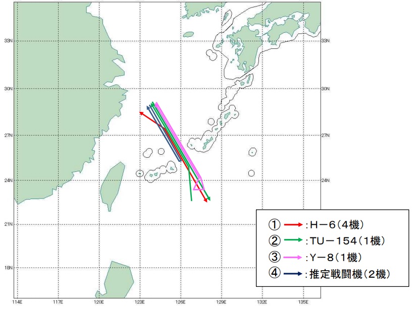 中國解放軍昨派出8架軍機，從東海出發穿越宮古海峽再原路線折返，日本自衞隊戰機也緊急升空應對。 圖/翻攝自日本自衛隊網站