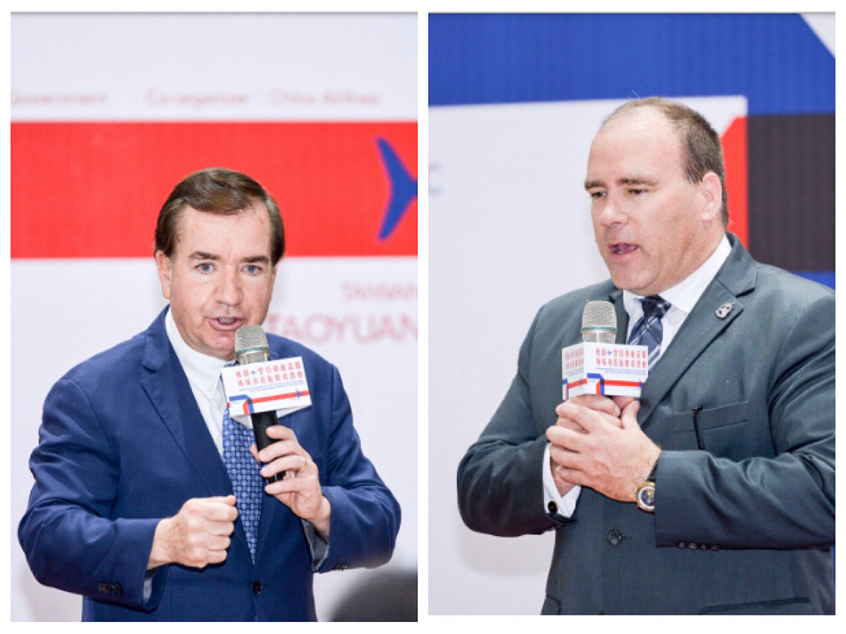在美國聯邦眾議院外交委員會主席羅伊斯（Ed Royce）及聖貝納迪諾郡郡監督克特哈格曼（Curt Hagman）雙雙協助促成下，桃園到安大略、台灣到美國加州26日起又增加一條空中航線。 圖：桃園市府提供
