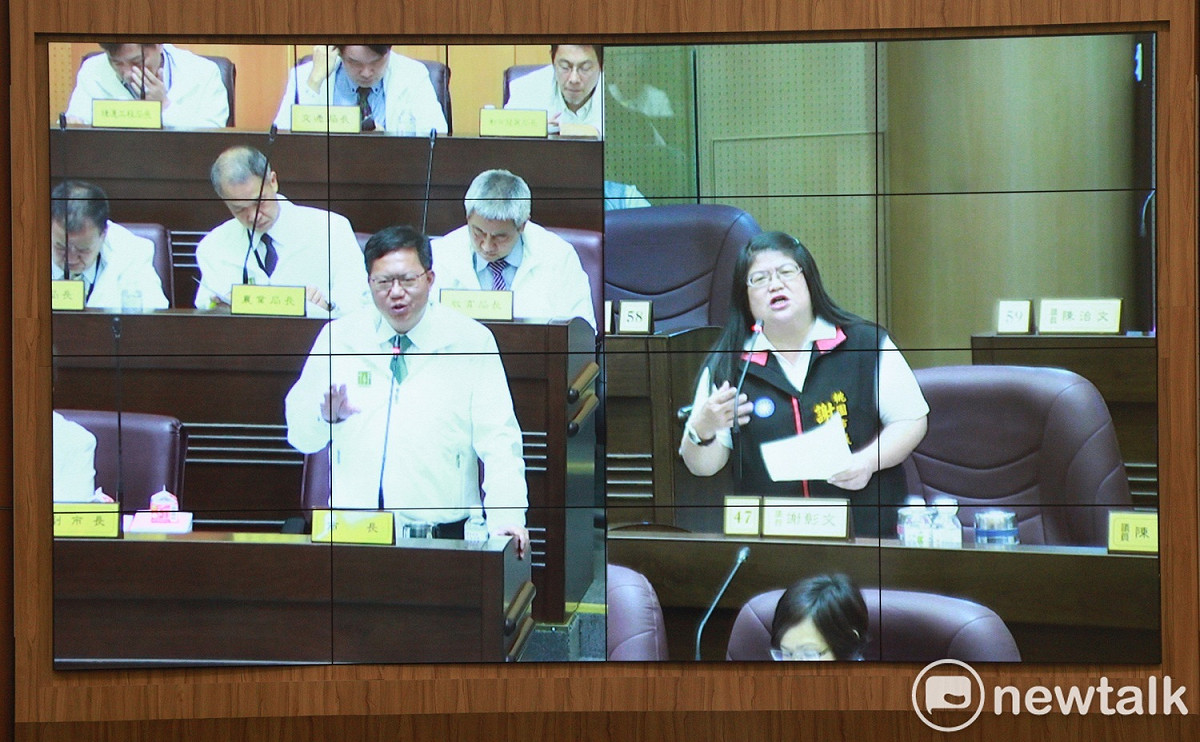 桃園市議員謝彰文認為市長鄭文燦應該站在維護市民健康立場，強力明確表態《反對深澳燃媒電廠興建》。 圖: 林昀真/攝