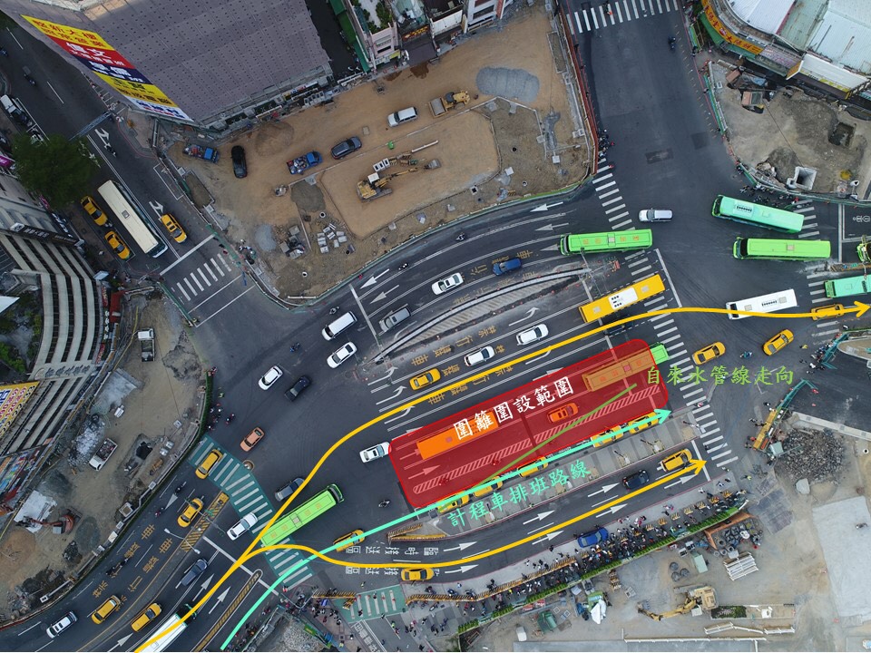 為配合施工，明日將封閉建國路自中山路至台灣大道部分車道，並維持雙向三車道通行，請用路人提早改道避免交通壅塞。 圖：台中市建設局／提供