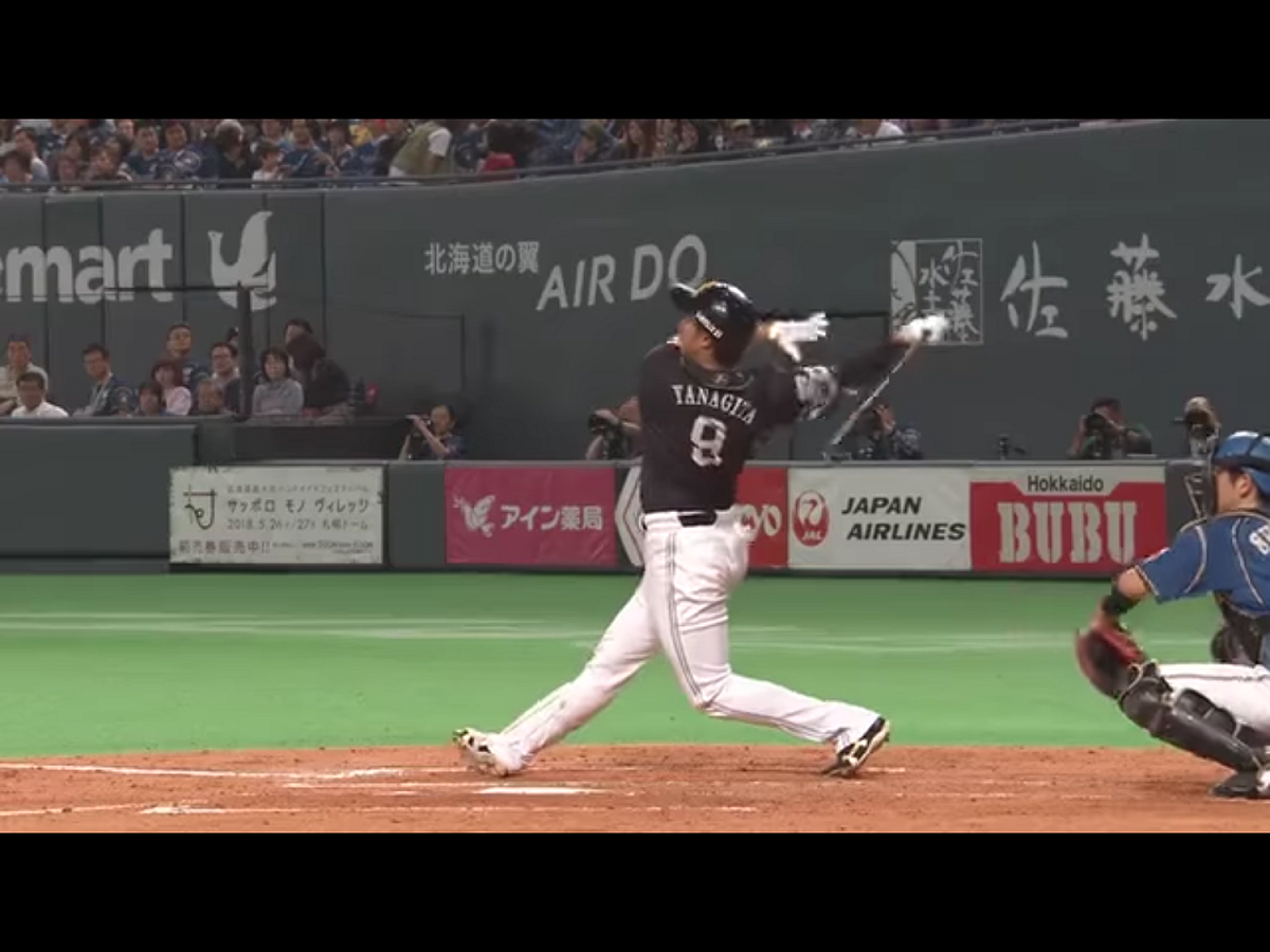 日職軟銀隊野手柳田悠岐今天與火腿隊比賽，敲出全壘打、一壘、二壘、一壘、三壘打，成為日職史上第65位完成「完全打擊」紀錄的球員。 圖：翻攝自Youtube