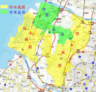 台中市停水何減壓的區域。 圖 : 台中市政府/提供