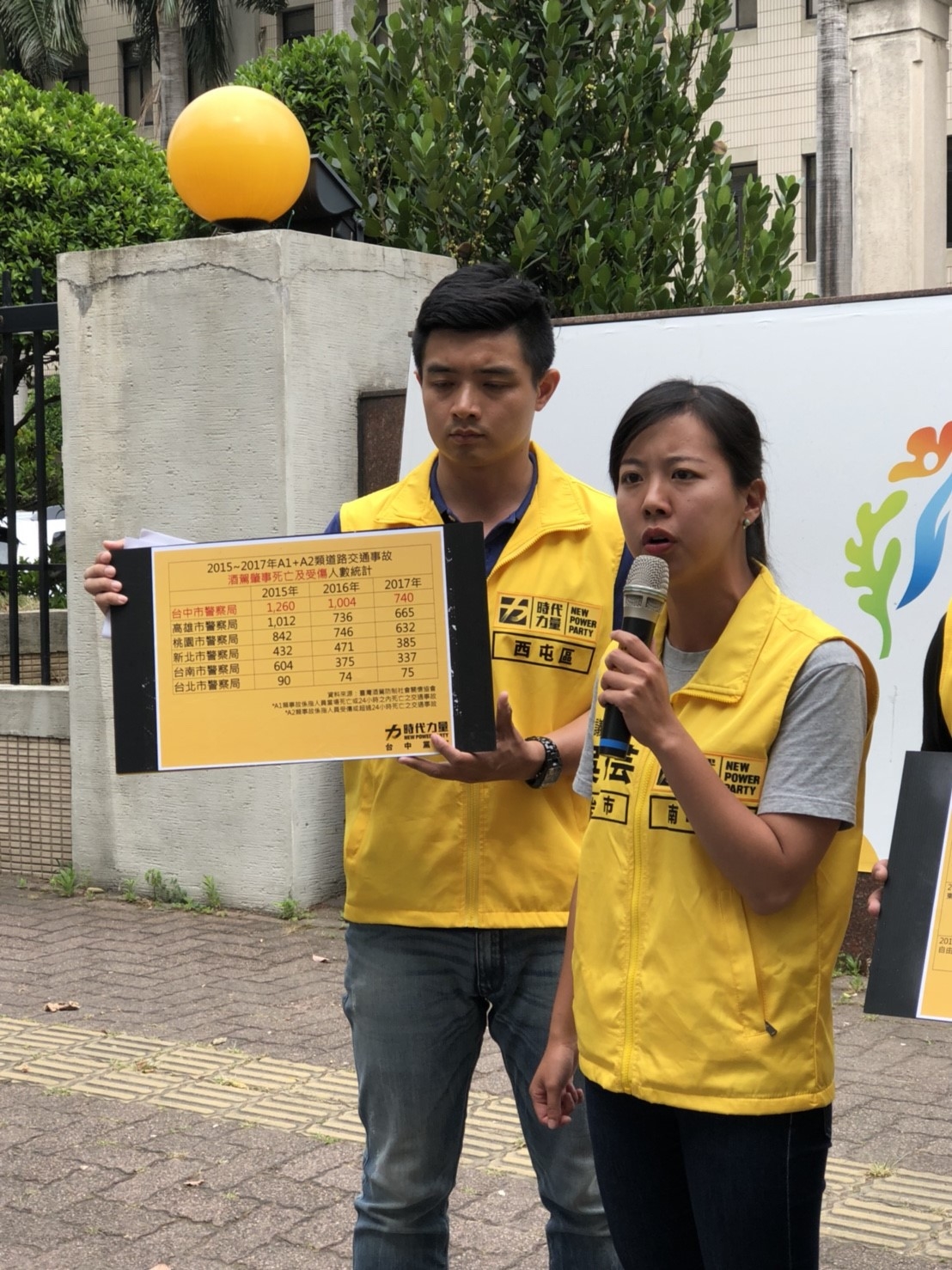吳佩芸怒批警察帶頭拒測，希望台中市警察局長負起責任打擊罪案。 圖：時代力量/提供